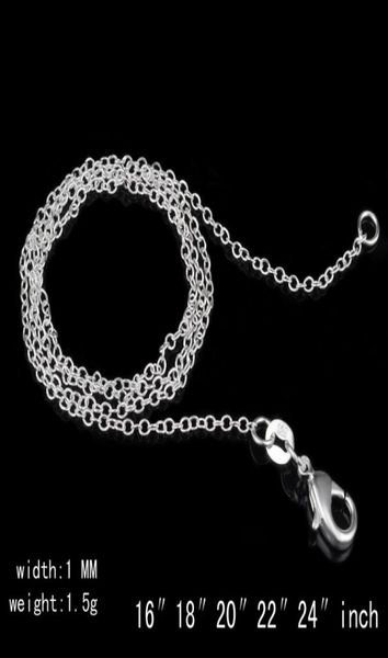 

925 sterling silver necklace rolo quot o quot chain necklaces jewelry 1mm 16039039 24039039 925 silver diy chai5135556