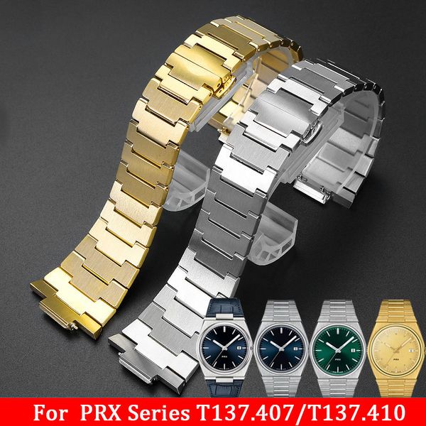 

watch bands solid stainless steel bracelet for tissot prx series t137407410 dedicated interface men fashion watchband replacement parts 2308, Black;brown