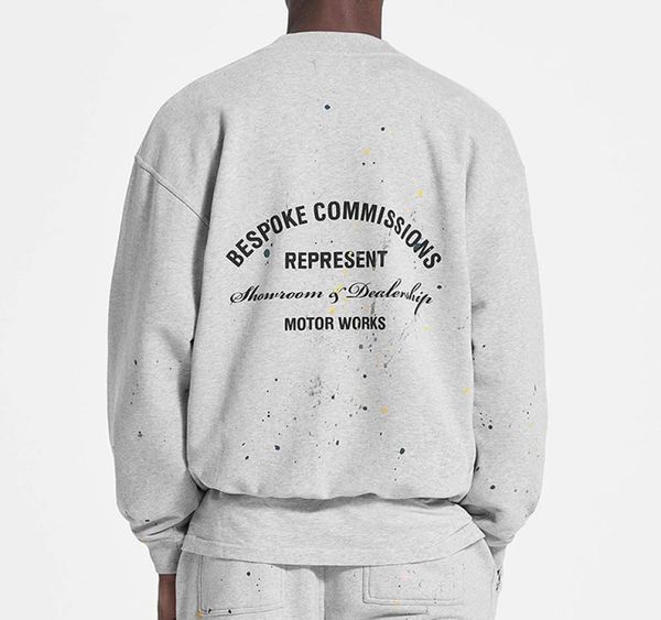 

splatter painting oversized crewnecks sweatshirt black grey casual oversize sweater men women hip hop streetwear mg2203482555008