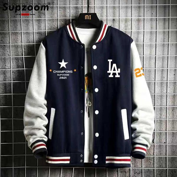 

men's jackets supzoom new arrival letter rib sleeve cotton fashion single breasted casual bomber baseball jacket loose cardigan coat t2, Black;brown