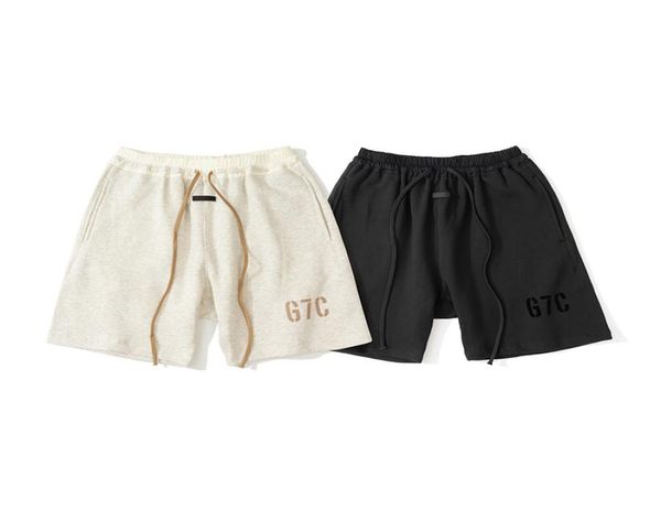 

europe usa 7c flocking print fleece shorts women men skateboard sweatshort cotton running middle pants jogging short 1323828, White;black