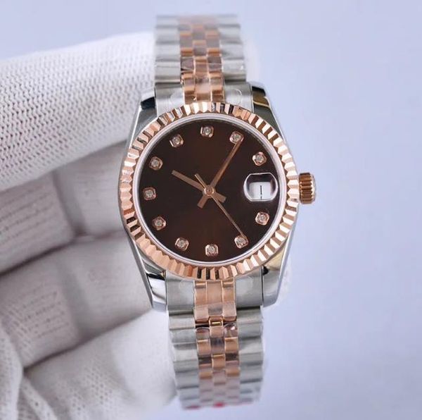 

fashion business women's watch 31mm 28mm dial precision steel with waterproof design sapphire mirror, Slivery;brown