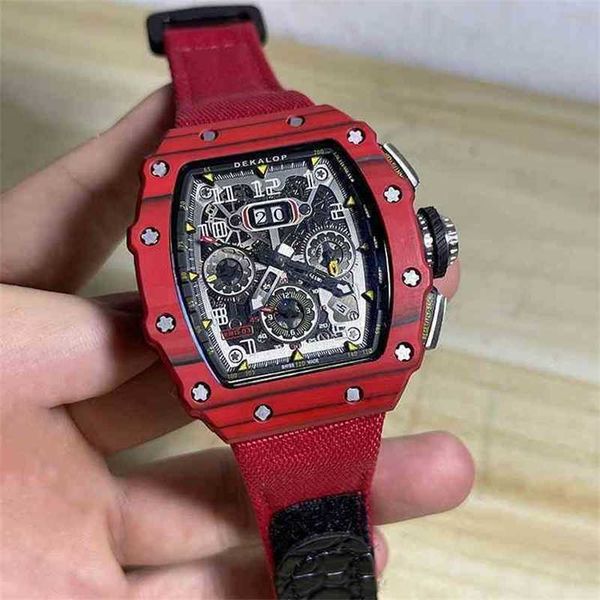 

luxury mens mechanics watch richa rm wristwatch red devils carbon fiber men's black technology mill same mechanical mir rm056 4rom