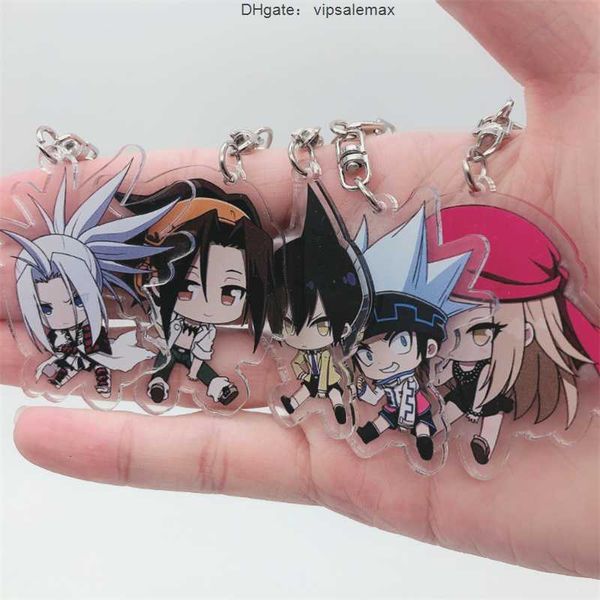 

anime shaman king keychain cosplay accessories yoh asakura key chain pendant cartoon badge, Silver