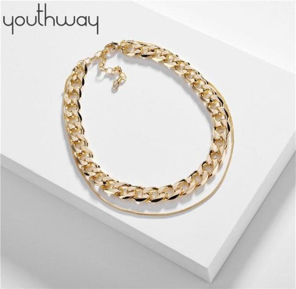 

double layered chain link necklace adjustable cuban chain choker necklace for women unique design minimalist jewelry257z1784927, Silver