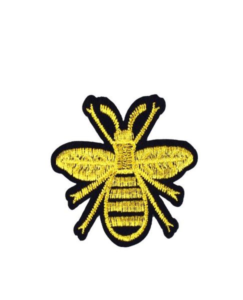 

10pcs gold bee embroidered patches for clothing iron on transfer applique patch for jeans bags diy sew on embroidery kids stickers8781168, Black