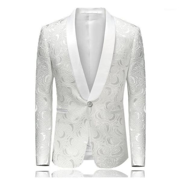 

iefgs men039s suit jacket jacquard banquet suitdress highend formal vestido white blazer masculino slim fit ternos masculino6902109, White;black