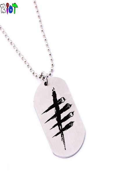 

droidhaunt game dead by daylight necklace stainless steel round bead chain pendant dog tag chain necklace men jewelry fans gift9417792, Silver