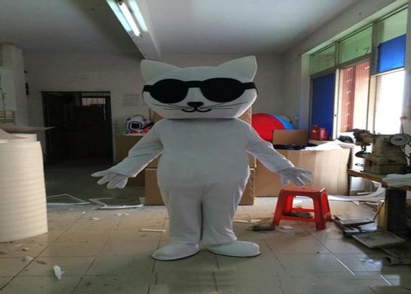 

2017 lovely big white cat cartoon doll mascot costume 7365229, Red;yellow