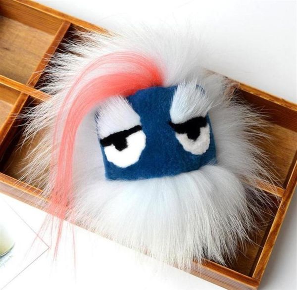 

classic real fur keychain little monsters039 with leather bag charm holder for car pendant fluffy luxury accessories keychains 3251397, Slivery;golden