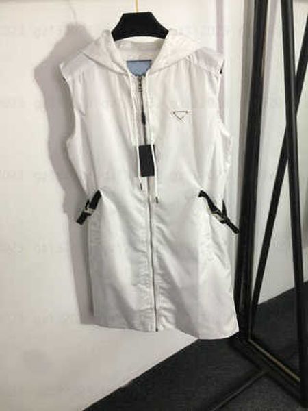 

summer jacket dress designer even dress side safety button waist cinching sleeveless hooded dresses windbreaker jackets workout clothes, Black;gray