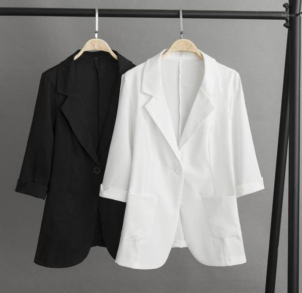 

women039s suits blazers black white cotton linen blazer coat women spring autumn profession slim outerwear plus size 4xl thin9750407, White;black