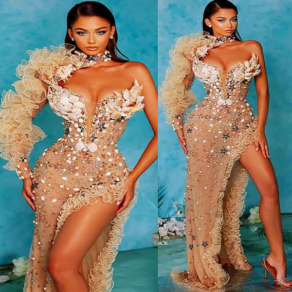 

2023 april aso ebi gold sheath prom dress beaded crystals luxurious evening formal party second reception birthday engagement gowns dress ro, Black