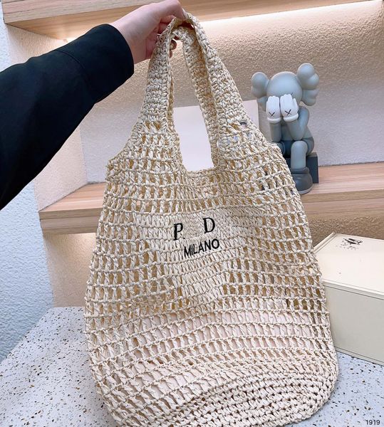 

straw designer bag plain knitting crochet embroidery open casual tote interior compartment two thin straps leather floral fashion women purs