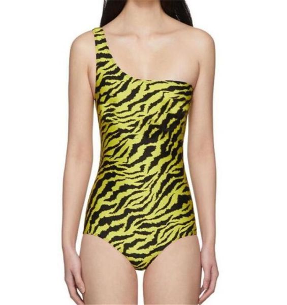 

ladies g designers clothes one piece swimwear zebra stripes single shoulder bikini letter women039s bath wear43500443477774, White;black