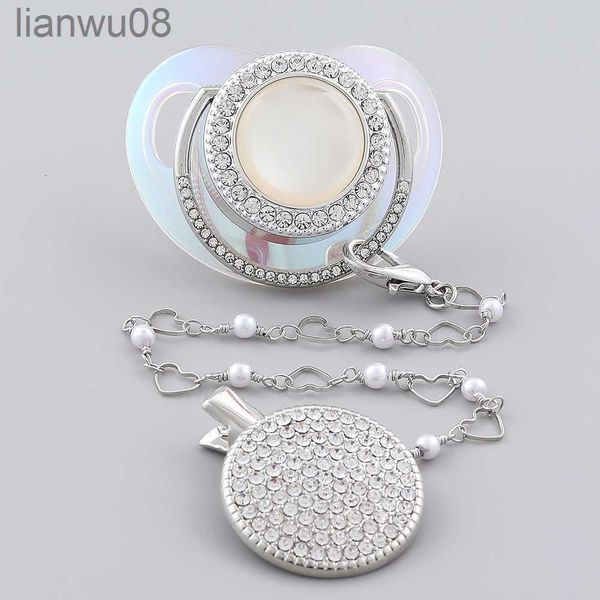 

pacifiers# luxury baby pacifier transparent with handmade chain clip newborn silicone pacifier bling infant nipple bpa baby chupetero x0804