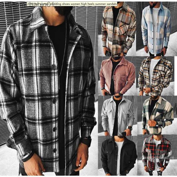 

men's jackets new men's shirt printed plaid wool shirt t230804, Black;brown