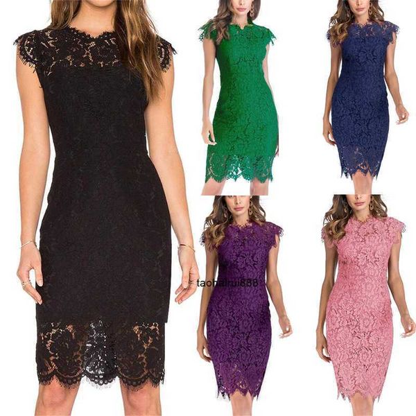 

women's solid lace slim fit wrap hip dress, Black;gray