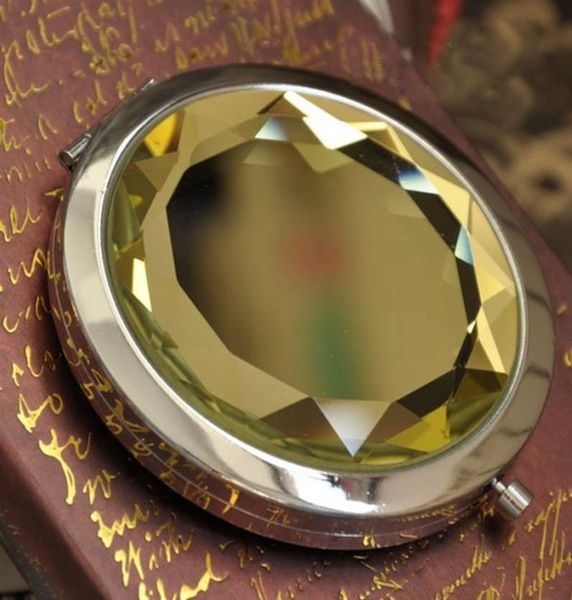 

100pcs 7cm folding makeup mirror compact mirror with crystal metal pocket mirror for wedding gift4788294