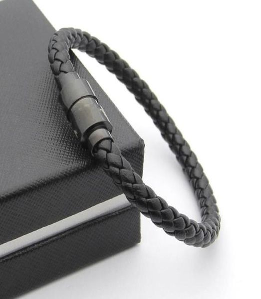 

luxury black woven leather bracelets magnetic shut design with six star branding french man jewelry charm bracelet as christmas gi5895859, Golden;silver