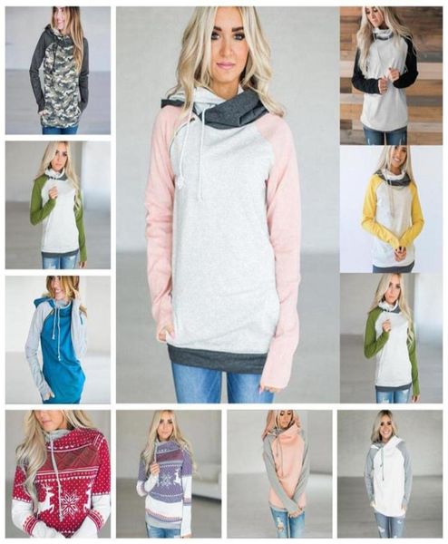 

side zipper hooded hoodies women patchwork sweatshirt 19 colors double hood pullover casual hooded ooa5359218s7208564, Black