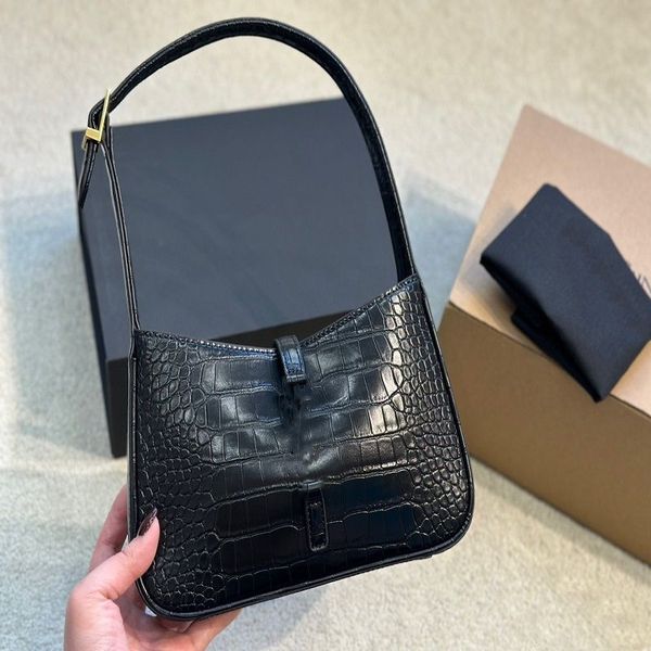 

designer bags women underarm bag black leather shoulder purse portable purses fashion alligator gold buckle pochette luxuries designer woman