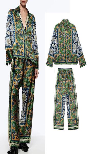 

women039s two piece pants 2022 women 2 pcs shirts sets fashion printed blouse casual long sleeve female soft turn down col7468037, White