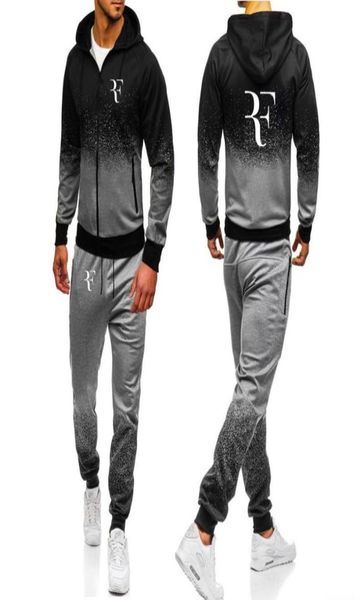 

rf roger federer print sweatshirt gradient hoodies mens zipper jacket mens hoodie harajuku male sweatshirt sweatpants suit 2pcs5177990, Black