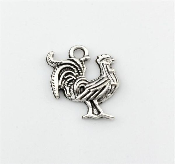 

100pcs antique silver single side chicken alloy charm pendants for jewelry making bracelet necklace diy accessories265q6639907, Bronze;silver