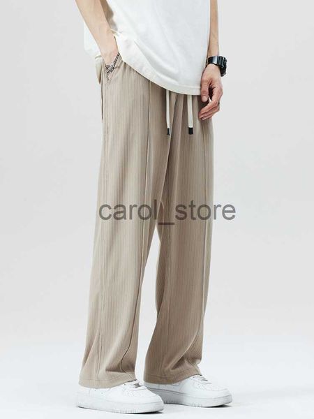

men's pants 2023 new summer cool sweatpants men straight casual pants korean fashion semi-wide banded waist drape pant loose trousers f, Black