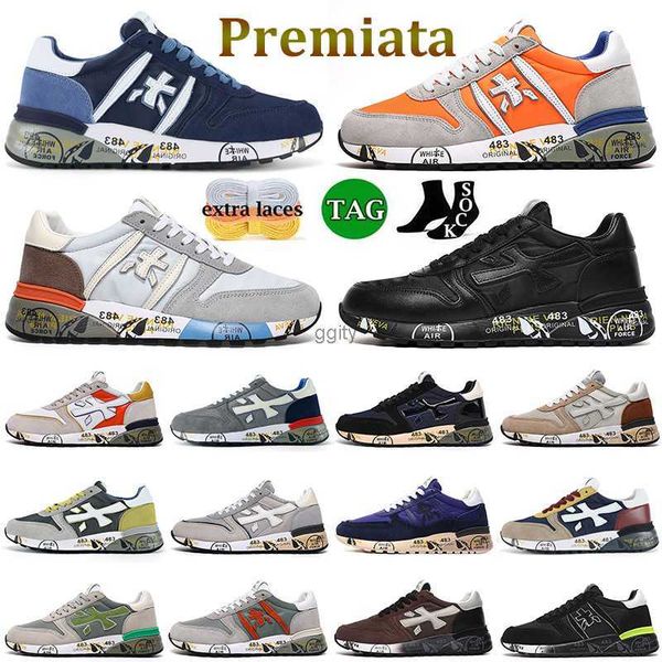 

premiata sneakers running shoes 2023 famous italy brand sheepskin genuine training shoes layer leather cowskin mick lander trainers sports f, Black