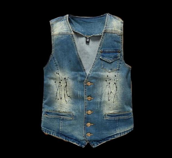 

men039s vests vxo men denim vest vintage design male fashion sleeveless jackets man jeans brand clothing waistcoat3764779, Black;white