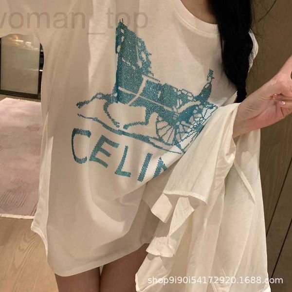 

women's t-shirt designer ce family 23 summer new carriage blue diamond short sleeve simple loose casual t-shirt tzn3, White
