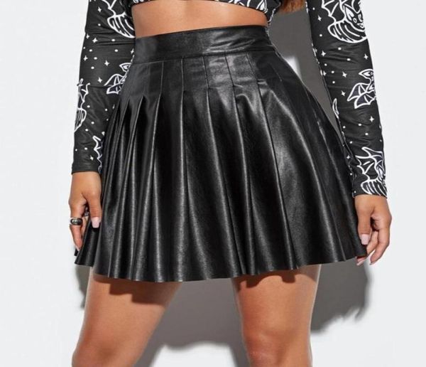 

two piece dress women skirts women39s high waist pu leather pleated solid short mini skater a line skirt shirt fashion al3423865, White