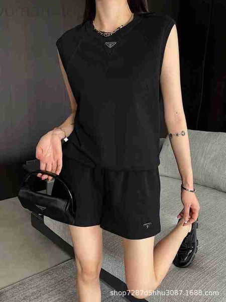 

women's tracksuits designer p family 23 spring/summer new chest triangle logo simple casual sports shorts two piece set snf6, Gray