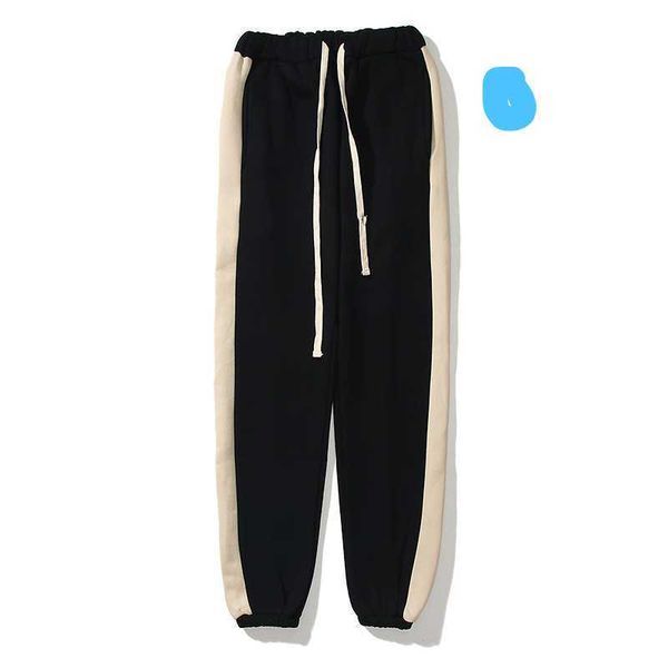 

reflective vintage high-quality ess jogging pants mens and womens sweatpants fashion trends embroidery high street designer slacks letter em, Black