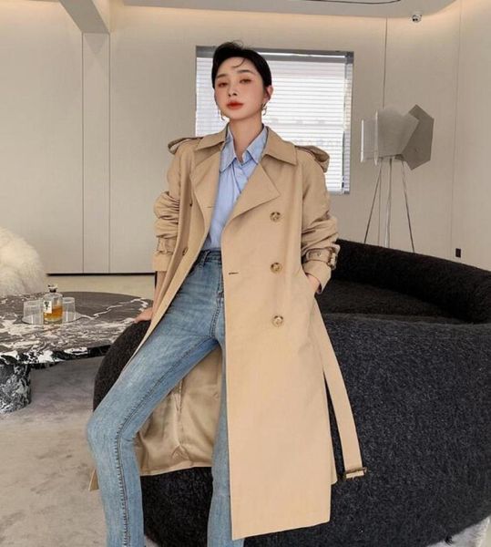 

new arrival women plus long style fashion trench coatengland design trenchknee length loose fit trench coat b2202f2477115, Tan;black