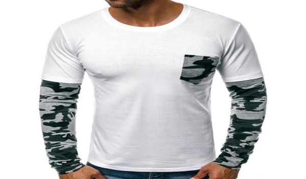 

fashion men t shirt casual slim camouflage mens tee shirts spring autumn patchwork long sleeve t shirt 1349843423089, White;black