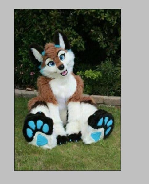 

2019 professional made halloween long fur husky dog fox fursuit mascot costume suit334243067, Red;yellow