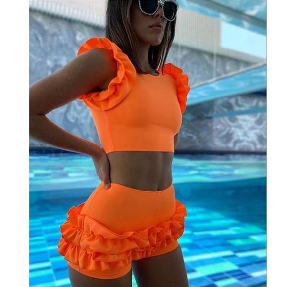 

women039s swimwear high waist bikini women swimsuit push up bikinis 2pcs ruffle padded bathing suit tankini set female casual b6199703, White;black