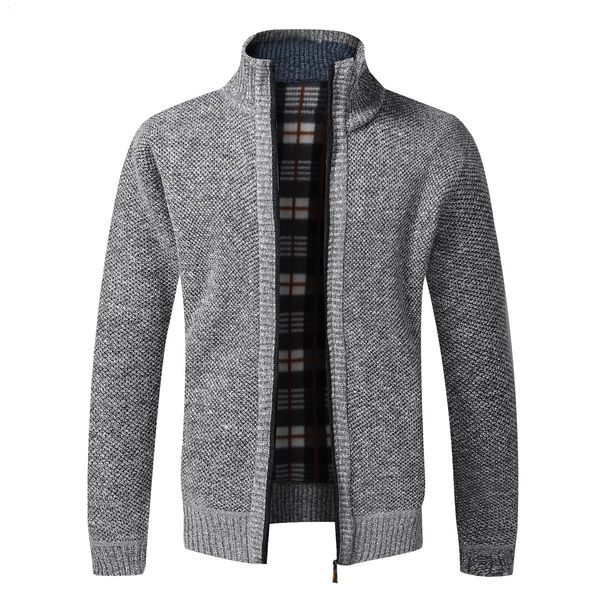 

men's jackets autumn winter men's jacket slim fit stand collar zipper jacket men solid cotton thick warm sweater 230803, Black;brown