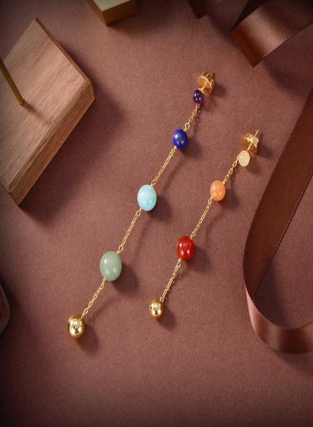 

2021 brand fashion party jewelry women gold color colorful beads earrings luxury quality round trendy long tassel earrings9493352, Golden