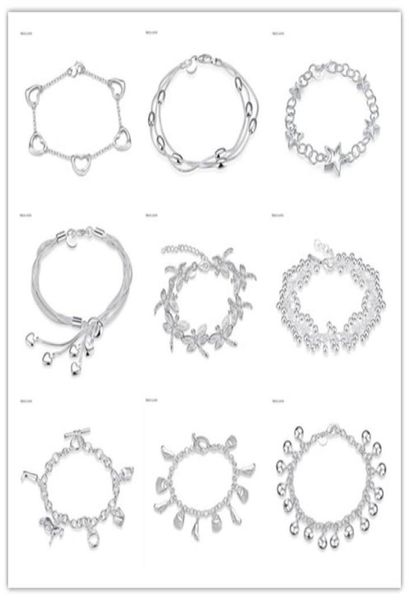 

mixed style charm bracelet 925 sterling silver plated with zircon fashion jewelry for women christmas gift 70603019730452, Golden;silver