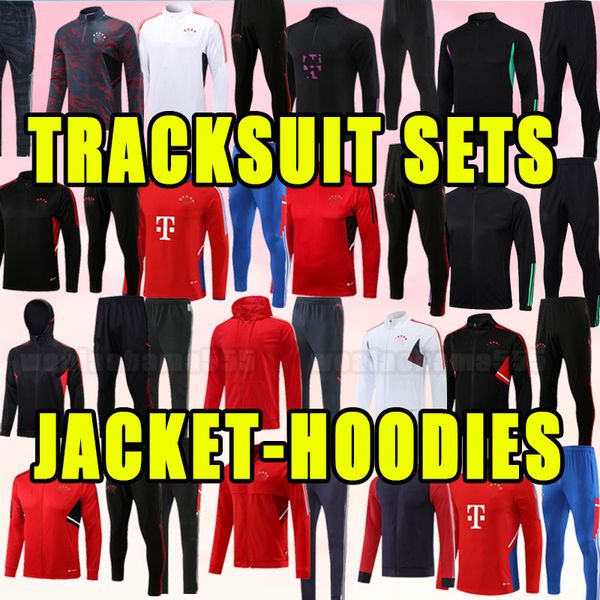 

soccer tracksuits 23 24 bayern munich de ligt mane gravenberch sane mazraoui muller davies kimmich tel coman 2023 2024 tracksuit jacket long, Black