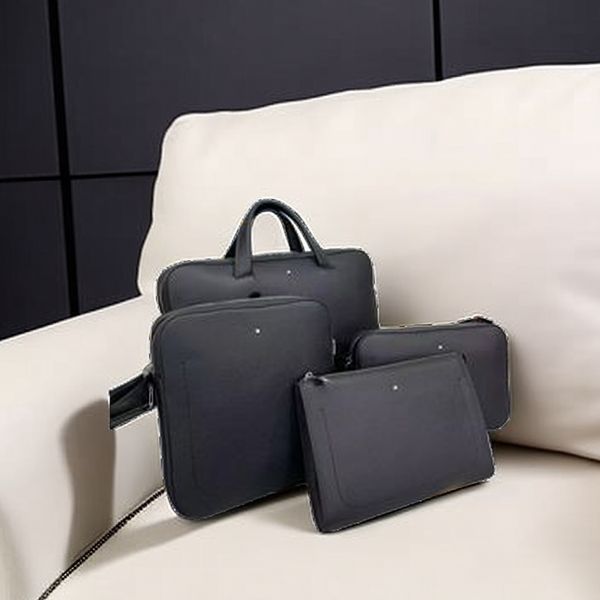 

2023 cowhide men's bag new black handheld one shoulder handheld style zipper business leisure style luxury small medium large high end