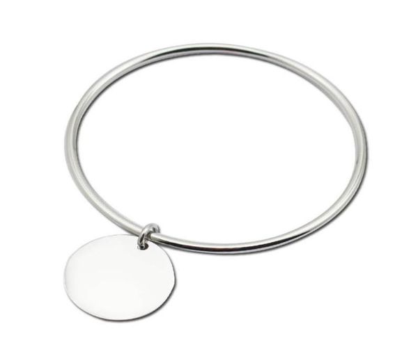 

stainless steel name bracelet manchette pulseiras charm women bracelet custom engraving cuff bangles with disc pendant jewelry7675164, Black