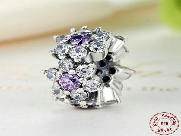 

forget me not flower spacers in sterling silver with purple & clear cz for style diy beaded charm bracelets s2949753188, Black