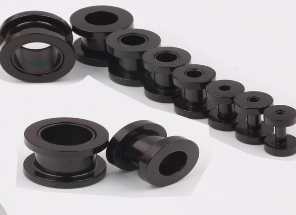 

100pcslot mix 210mm stainless steel screw black ear plug flesh tunnel piercing body jewelry6991031, Silver