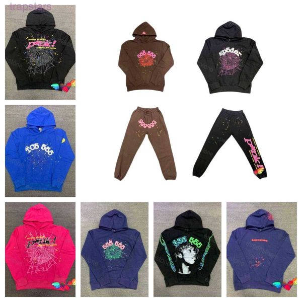 

pink hoodies sp5der 555555 hoodie men women angels number puff pastry printing graphic spider web sweatshirts kang ye couple pullover us s-2, Black