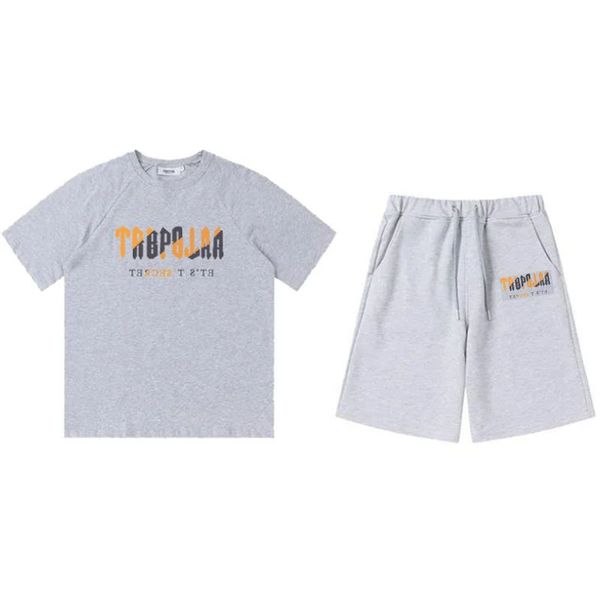 

men's tshirts summer trapstar printed cotton tshirt shorts sets streetwear tracksuit men's sportswear trapstar t shirts and shorts, White;black